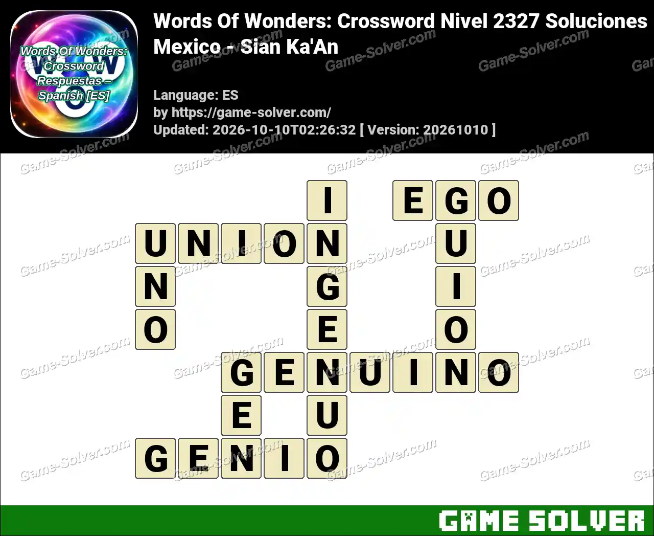 Words Of Wonders: Crossword Nivel 2327 Soluciones – Mexico – Sian Ka’An